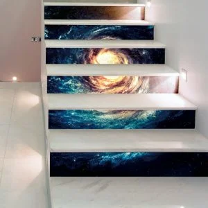 Stair Decal Spiral M31 Galaxy Peel & Stick Tiles Toe Kick Decals Riser Space Decor Removable Waterproof