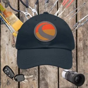 Celestron leather patch hat – front view mock up